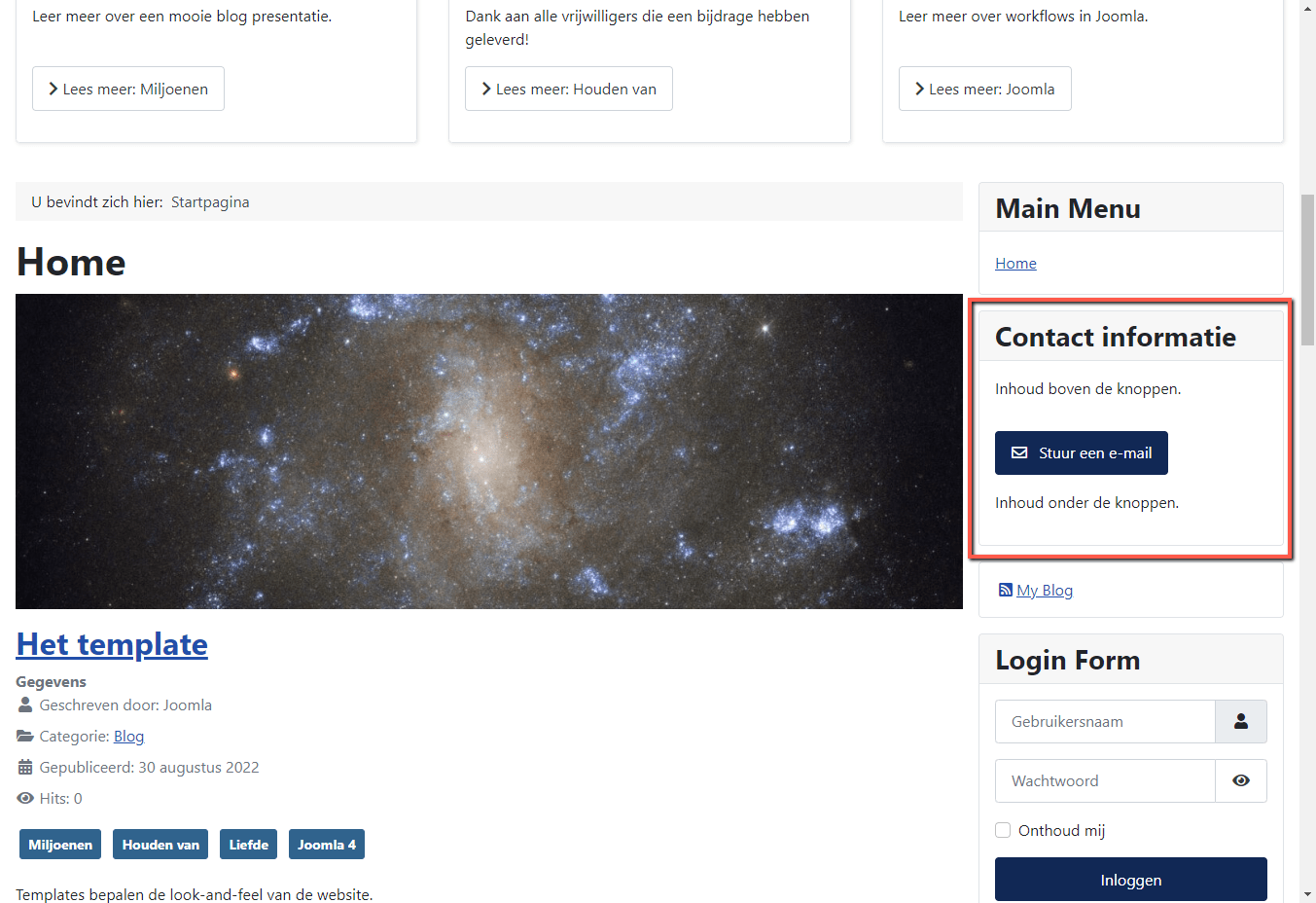 Joomla 4 front-end Eindreultaat Pretty Buttons