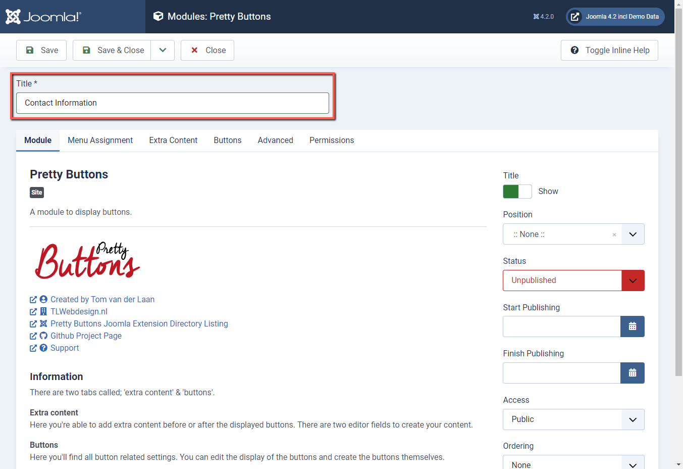 Joomla 4 backend Module Change Title